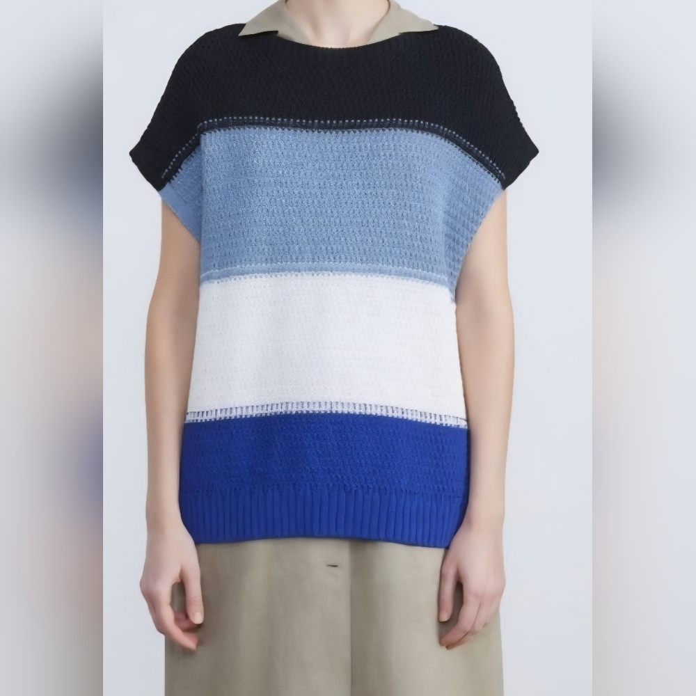 Lafayette 148 New York Color Block Knit Sweater Sz. M
